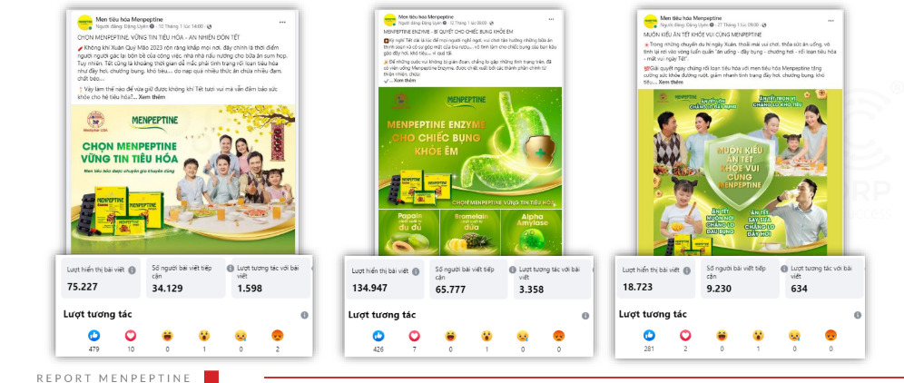 Facebook advertising campaign for the Menpeptine brand.